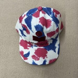 Isabel Marant Red, Blue & White Patterned Baseball Cap